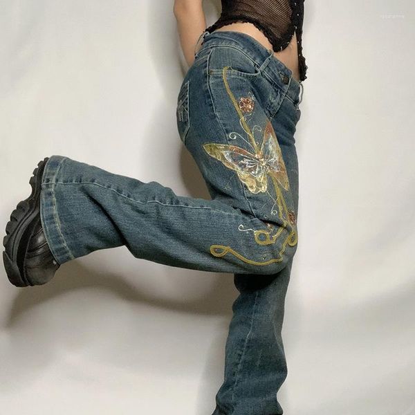 Jeans femminile 2023 High Street Spice Retro Grunge Fairy Fashion Y2K Pants Cyber Alt