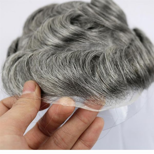 2021 высокое качество Тонкая кожа парик для мужчин Мужская система замены волос 1B65 Цвет человеческих волос Мужской парик Мода casua222k