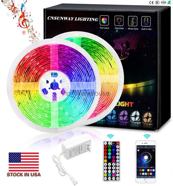 LED şeritler RGB LED şerit ışıkları Bluetooth SMD 5050 Akıllı Zamanlama LED Halat Işık Şeritleri Kitleri 44 Anahtar RF Uzaktan Denetleyici 12V 5A Adaptörü HKD230912