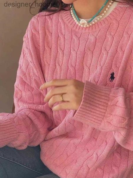 Suéteres masculinos suéteres femininos de malha bordado mulheres manga comprida malhas pulôver jumprt roupas femininas homens sólidos rosa cinza tops l230912