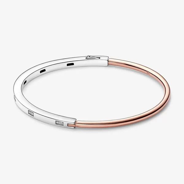 2024 Bracciale di design con ciondolo Anello in oro rosa con orecchini di diamanti per le donne Misura fai-da-te Pandora Firma Collana con cerchi intrecciati bicolore Regalo di moda