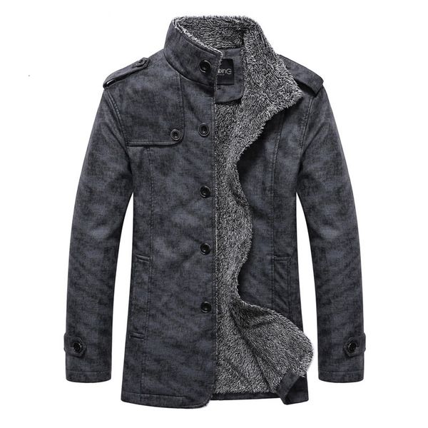 Casaco de couro masculino de pele falsa de inverno quente jaqueta de couro sintético de manga comprida sólida colarinho grosso slim fit jaqueta masculina trench coats 230911