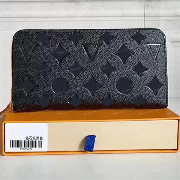 Portafoglio da donna in rilievo nero moda Pochette da donna Portafoglio lungo da donna in pelle PU Portafogli con cerniera singola Portamonete classico Hol183n