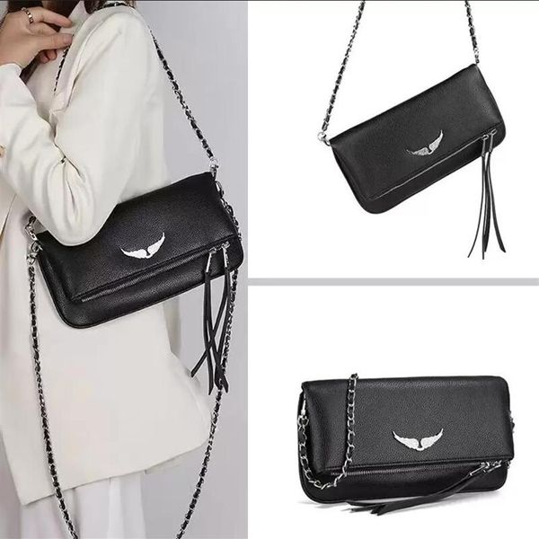 Lüks Bayan Çanta Kanatları Elmas-Ironing Sade Messenger Koyun Deri Deri Zadig ve Voltaire Crossbody Handbags İki Zincir Bayan Cl2989