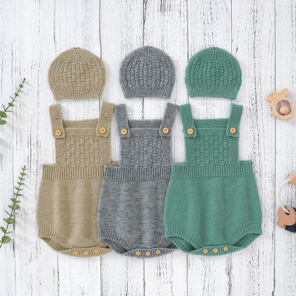 Strampler CitgeeSummer Säugling Baby Mädchen Jungen Gestrickter Body Einfarbig Ärmellose Pullover Träger Overalls Herbst Winter Overalls