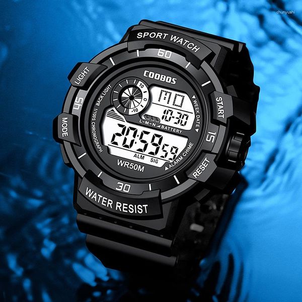 Armbanduhren Sdotter COOBOS Digitaluhr Männer Wasserdichte Elektronische Mode LED Uhren Leuchtende Alarm Sport Mann Militray Uhr Geschenk Reloj