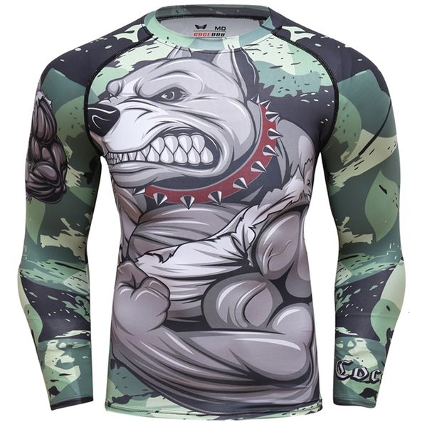 Homens camisetas Homens Workout Fitness T-shirt Compressão O-pescoço Seco Rápido Camiseta Animal Imprime MMA Rash Guard Masculino Calças Bodybuilding T-shirt 230912