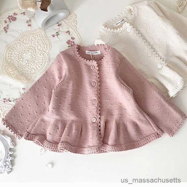 Jacken Baby Mädchen Strickjacke Langarm Strickjacke Niedliche Mädchen Pullover Mantel Baumwolle Säugling Strickjacke Baby Stricken Kleidung R230912