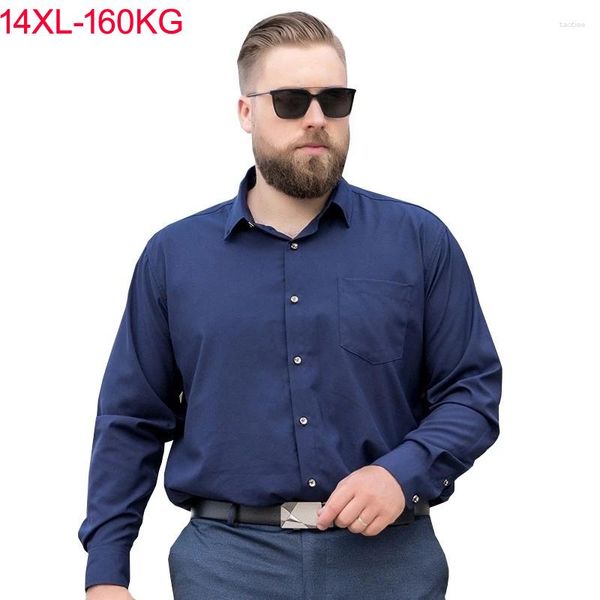 Camisas de vestido masculinas Outono Plus Size 8XL 9XL 14XL 12XL Homens Camisa Formal Manga Longa Escritório Roxo Oversize Vermelho 58 54