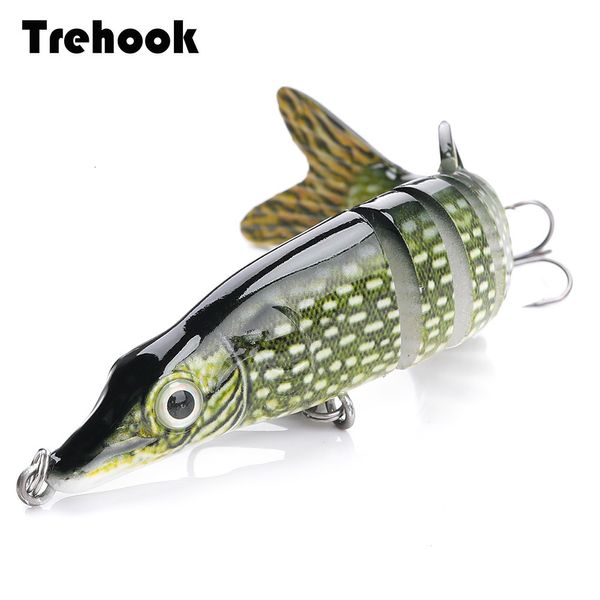 Esche Esche TREHOOK 10cm125cm Pike Wobblers per la Pesca Esche Artificiali Duro Multi Snodato Swimbait Crankbait Realistico Lure Tackle 230911