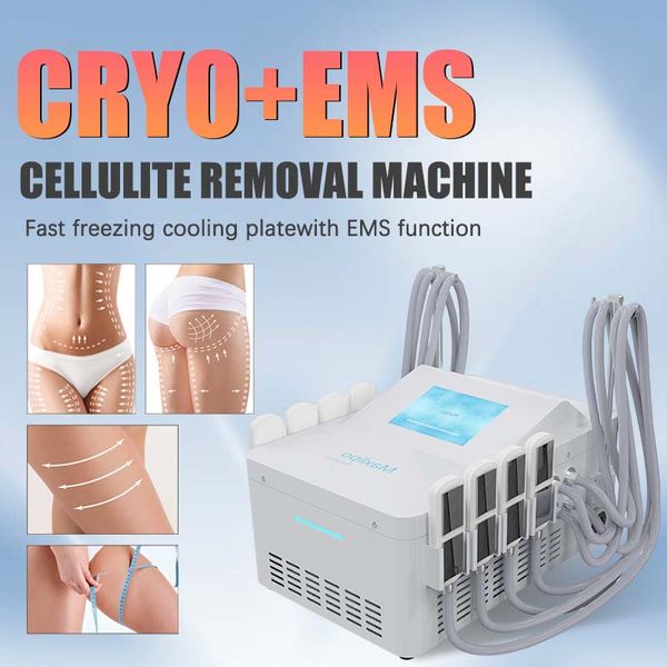 Portátil EMS Cryo Plate Crioterapia Máquina de emagrecimento massageador 8 Pads Modo Cryolipolysis Cryo Pad Celulite Redução de gordura Congelamento Máquinas de beleza para uso em SPA