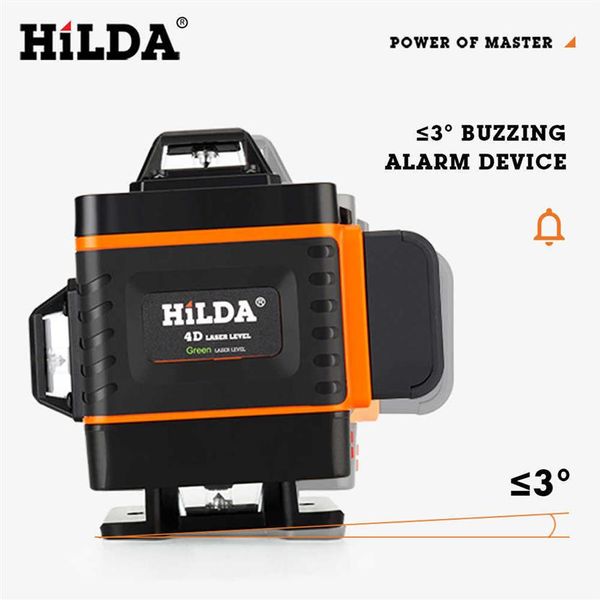 HILDA 12 16 Linee 3 Livello Laser 4D Self-ing 360 Croce Orizzontale E Verticale Super Potente Verde228q