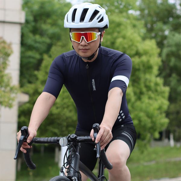 WoSawe Açık Mekan Konforu Streç Nefes Alabilir Kısa Kollu Ceket Binicilik Bisikleti Bisiklet Şok-Absoring Silikon Şort Takım