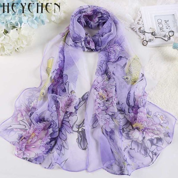 Sciarpe Moda Donna Chiffon Georgette Sciarpa di seta per musulmano Hijab Fiore di peonia Bandana Summber Beach Sarong 230831