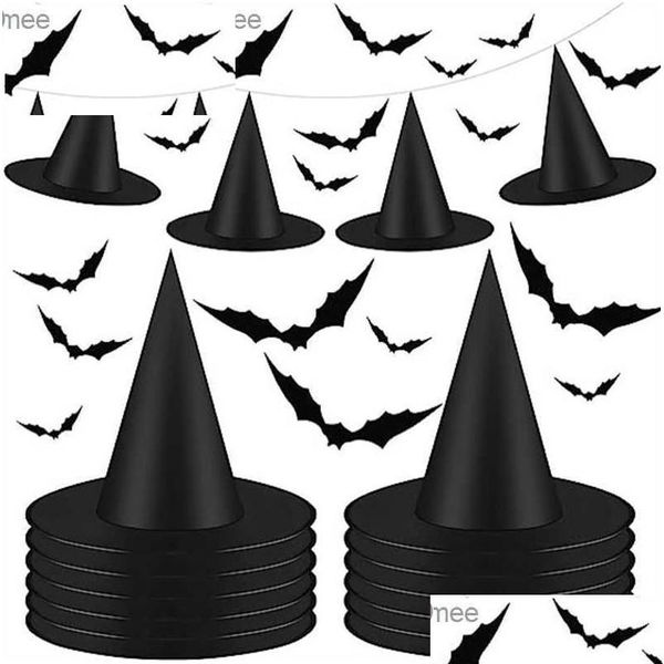 Chapéus de festa 1 Halloween Witch Hat Adt Childrens Black Maquiagem Wizard Traje Top Canto Papel Jogando Prop Decoração Z230809 Drop Delive Dhe2Y