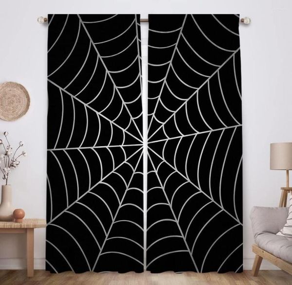 Vorhang Moderne und minimalistische schwarze Web-Kinder-Halloween-Fenstervorhänge für Jungen, Kinder, Babyzimmer, Schlafzimmer, 3D-berühmter Cartoon