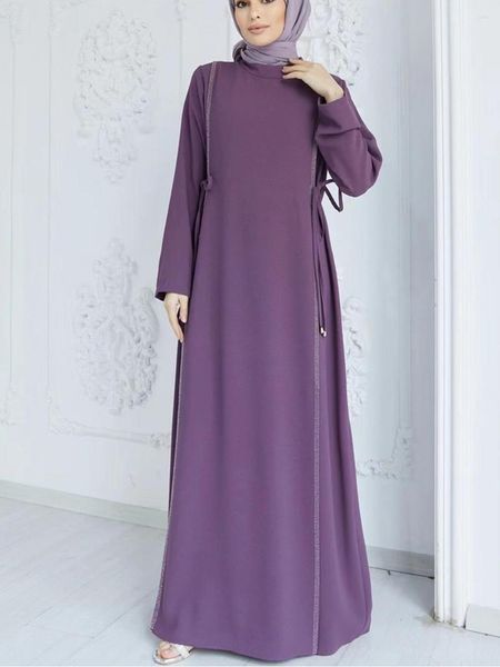 Ethnische Kleidung Ramadan Frauen Schwarze Robe Abaya Muslimisches bescheidenes dünnes Kleid Islamische Türkei Kaftan Marokkanische Dubai Langarmkleider