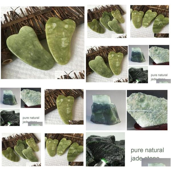 Regalo di favore di partito Giada verde naturale Guasha Gua Sha Board Masr per terapia di scarto Mas Consegna di goccia Giardino domestico Forniture festive Evento Ot239