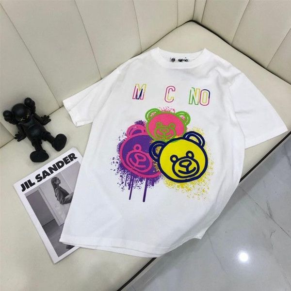 2023 designer feminino camiseta verão italiano luxo marca nova camiseta dos desenhos animados urso selo solto algodão em torno do pescoço camisa masculina e feminina s-5xl