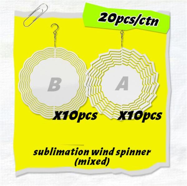 US Warehouse Sublimation Wind Spinner Sublimat Metallmalerei 10 Zoll leere Metallverzierung doppelseitig sublimierte Rohlinge DIY Heimdekoration