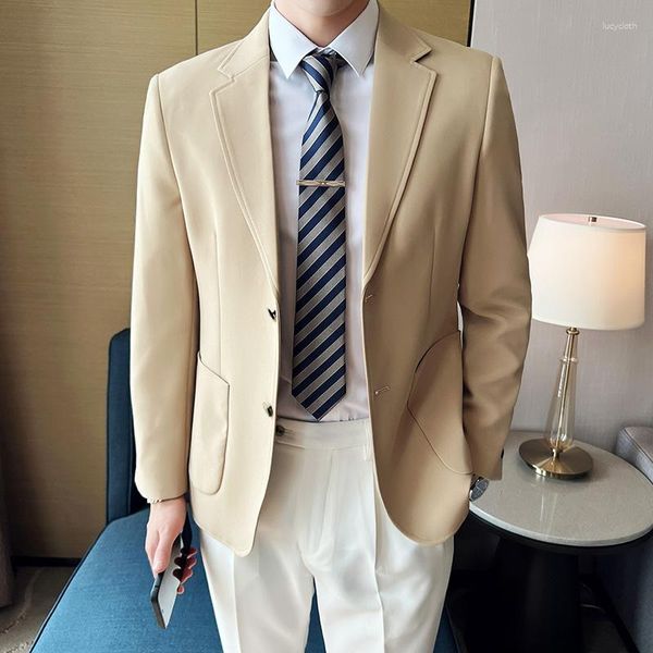 Ternos masculinos roupas de marca negócios casual cor sólida blazers elegantes dois botões fino ajuste formal wear terno jaqueta plus size M-4XL