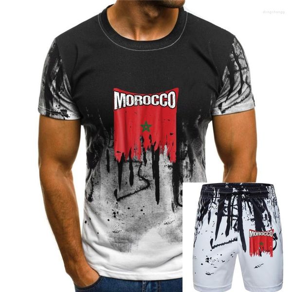 Homens Camisetas Moda 2023 Tripulação Pescoço Homens Manga Curta Marrocos Soccers Flag Camisa Marroquina Jersey Tee