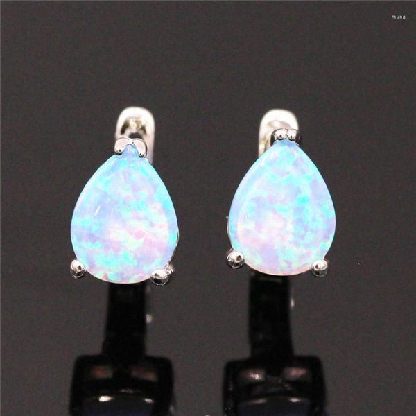 Costas brincos bonito feminino opala pedra pequena delicada gota de água cristal casamento vintage cor prata clipe para mulher