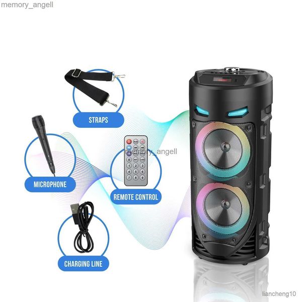 Alto-falantes portáteis Alto-falantes portáteis Bluetooth Coluna portátil sem fio Grande estéreo Subwoofer Baixo Alto-falantes para festa Microfone Família R230731 HKD230912