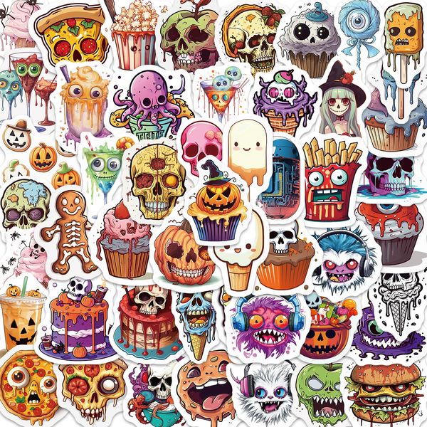 50 Stück Halloween-Dekoration, DIY-Aufkleber-Set für Mädchen, Kinder, Cartoon-Aufkleber für DIY-Briefpapier, Gepäck, Koffer, Laptop, Gitarre, PC, Wasserflaschen