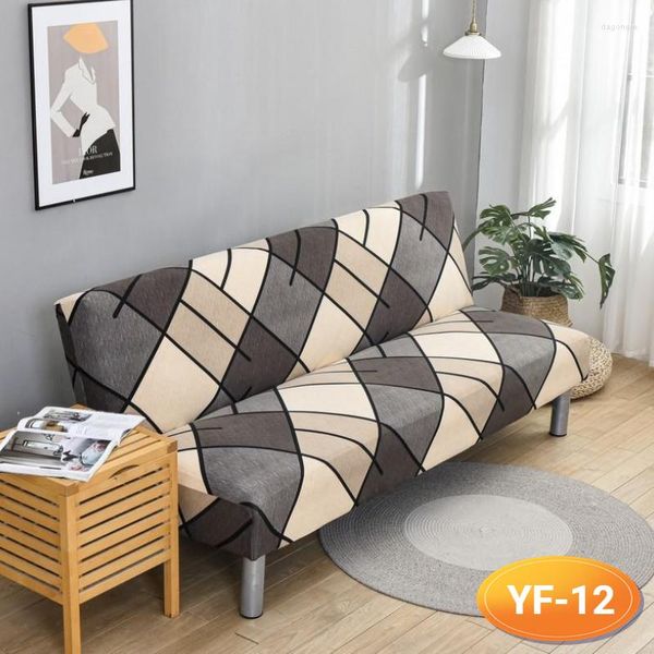 Stuhlhussen Elastischer Sofa-Bettbezug ohne Armlehnen Futon-Faltung für Wohnzimmer Gerade Couch-Sitzschutz