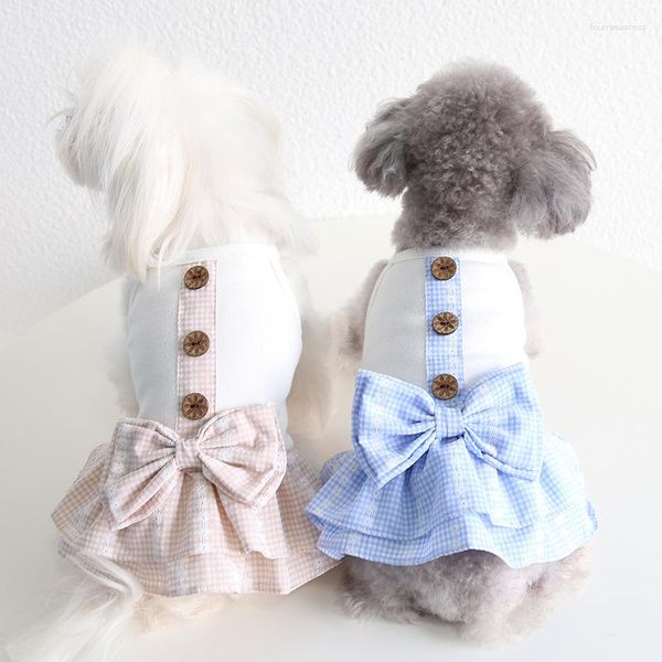 Cão vestuário bowknot vestido bonito pet traje filhote de cachorro uma peça longa saias drop ship yorkshire terrier schnauzer shih tzu terno ropa perro