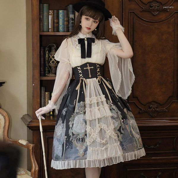 Arbeitskleider Coalfell Original Design Butterfly Clock Shirt Halbrock Lolita Daily Elegant Vintage