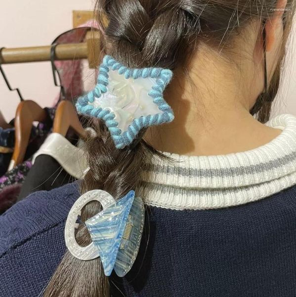 Haarspangen, süße coole Y2k-Accessoires, niedliche bunte Harz-Wolle, Stern-Pentagramm-Clip für Frauen und Mädchen, schöne Harajuku-Anstecknadel
