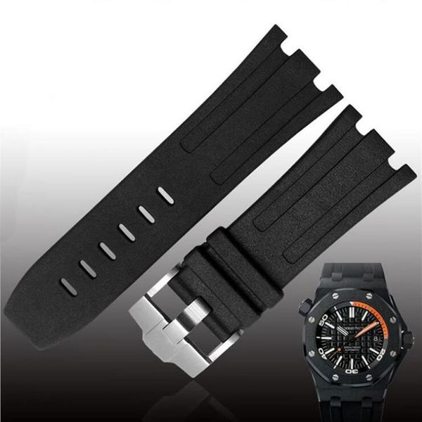 Jawoder Watchband Man 28mm Siyah Kırmızı Turuncu Mavi Gri Yeşil Sarı Silikon Deriger Watch Band Kraliyet Oak239i için