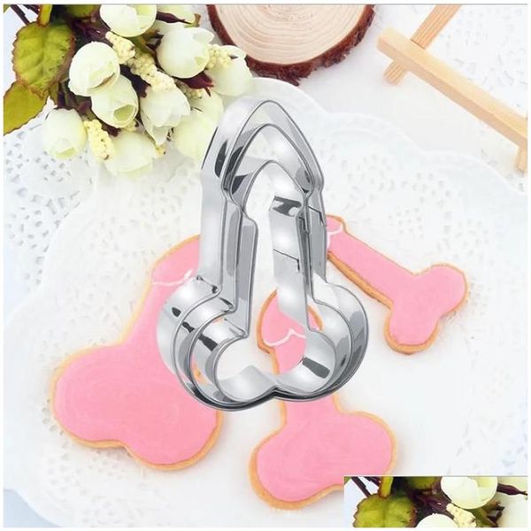 Moldes de cozimento Mods 3 Pçs / set Adt Y Penis Forma Cortador de Biscoito para Molde de Biscoito Fondant Decoração de Bolo Metal Ferramenta de Cozinha Festa de Aniversário Dh9OL