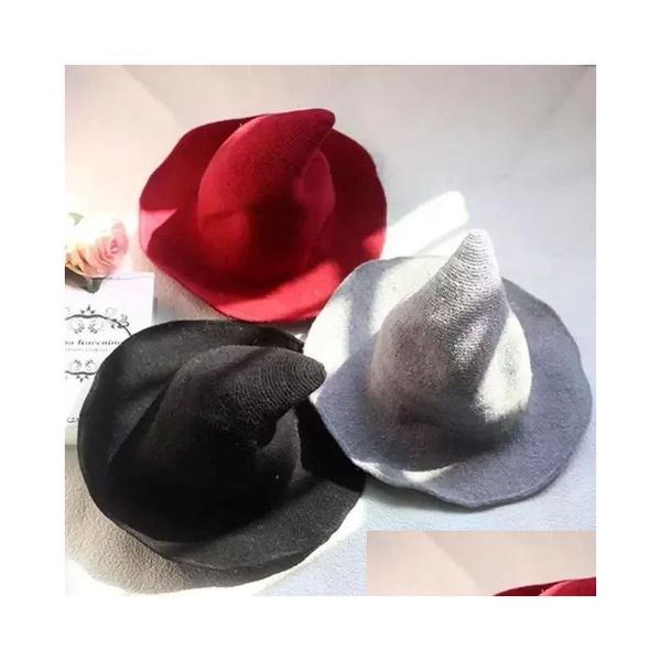 Chapéus de festa chapéu de bruxa diversificado ao longo do tampão de lã de ovelha tricô pescador moda feminina balde de bacia atacado fy4892 drop dhyxe
