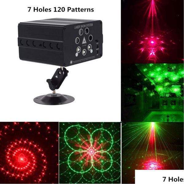 Lazer Aydınlatma 120 Desen Projektör Uzaktan/Ses Kontrolü LED Disko Işıkları RGB DJ Partisi Aşaması Işık Noel Lamba Dekorasyon Delisi De Dhyzp