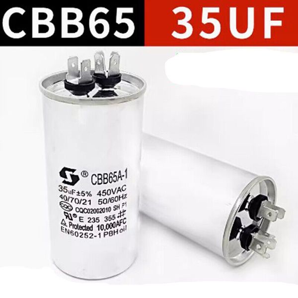 10Pcs CBB65 35uf Capacitor de motor Compressor de ar condicionado Capacitor de partida 450V