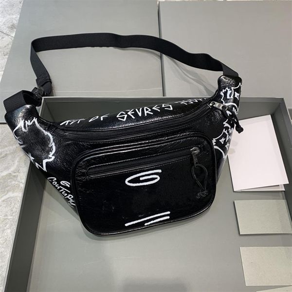 7A Qualidade Sacos de Cintura Bumbag Bolsas Bolsa Homens Mulheres Couro Esporte Corredor Fanny Pack Barriga graffiti Cinturas Bum Bag Fitness Runnin277b