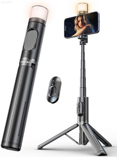 Selfie Monopods Selfie Stick com luz de preenchimento curvada Suporte de tripé portátil e estável para telefone com controle remoto sem fio para iPhone / Samsung / Google / One Plus / etc.