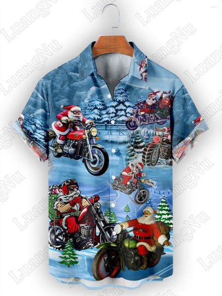 Männer Casual Hemden Weihnachten Tag Hemd Sommer Kurzarm Hohe Qualität Kausal Für Männer 2023 Hawaiian Übergroßen Straße Button Up