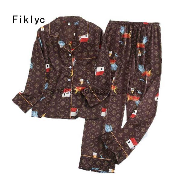 Pigiama da donna Fiklyc Intimo Bella donna da uomo Pigiama da notte Pigiama Pigiama Set Arrivo Pigiama di grandi dimensioni Pigiama in raso 210928L230913