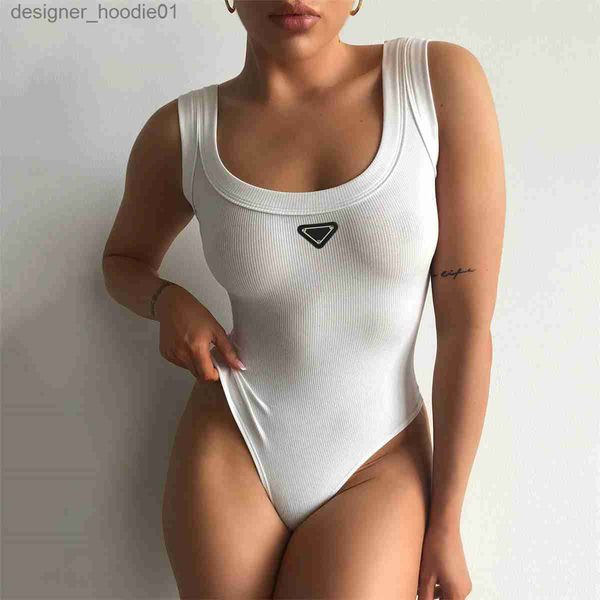 Mulheres Macacões Macacões Pra Designers Marca Sexy Womens One Piece Tanques Camis Tops Uneck Macacão Hot Babes Meninas Ribbed Malha Suspensórios Vest Bikini Camisoles Tees