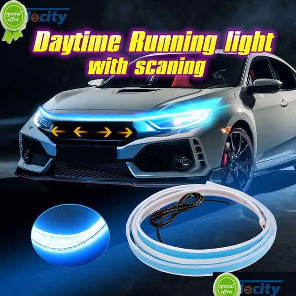 Diy Car Hood Light Strip Daytime Running Scan Lighting Ip68 Flexível Decorativo Ambiente Neon Lâmpada Atmosfera Backlight 12V Drop Delive Dhrpz