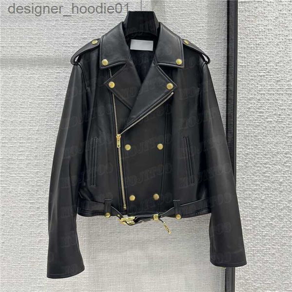 Männer Pelz Faux Pelz PU Leder Jacken Für Frauen Luxus Klassische Gold Schnalle Mäntel Cool Girl Motorrad Jacke Oberbekleidung L230913