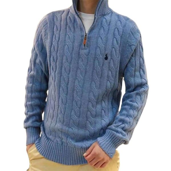 Mens Sweaters Designer Ralphs Outono Laurens Sweater Original Qualidade Solta Zip Meia Malha Pulôver Pure Pony Homens Casual Inverno Cor Longa