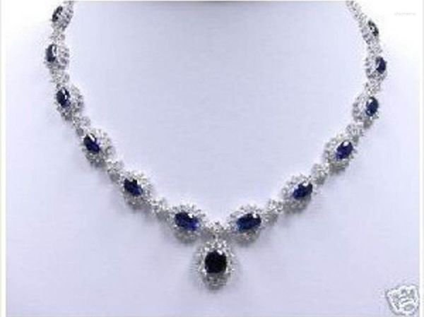 Halskette Ohrringe Set Naturperlen Schmuck Mode Kostbar Weiß Blau Stein Kristall 18