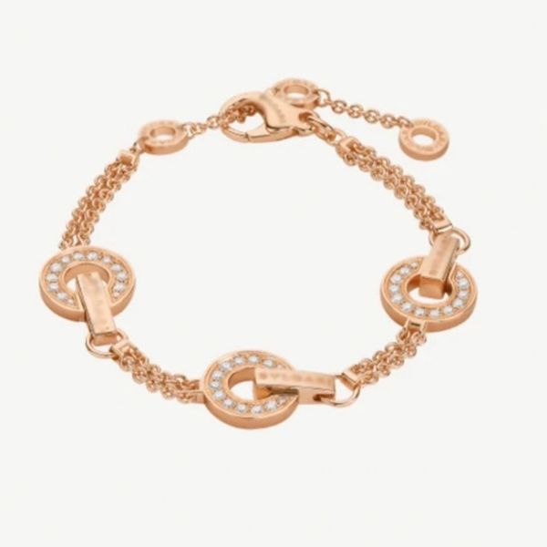 Bracciale da donna di lusso Serie romana Classico disco stile lettera Diamante intarsiato a mano in oro rosa Bracciale di design di gioielli di moda Abbagliante brillante gioielli da donna