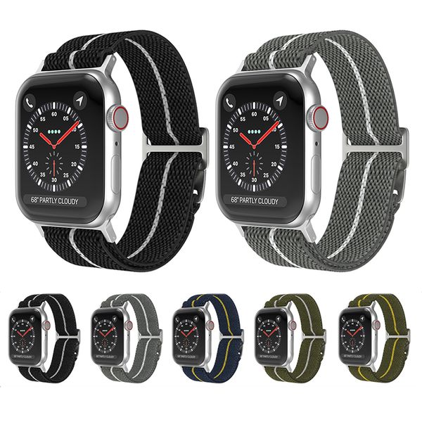 Moda örgü naylon tasarım akıllı saat bandı kayışları Apple Watch Band Ultra 38mm 40mm 41mm 44mm 45mm Iwatch Band Serisi 8 9 4 5 6 7 Erkek Kadın Bilezik