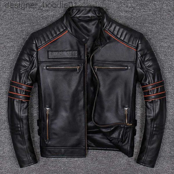 Jaqueta masculina de pele sintética primavera outono jaqueta de couro genuíno masculina bordada caveira casual motocicleta jaqueta chaquetas hombre roupas coreana wpy2482 l230913